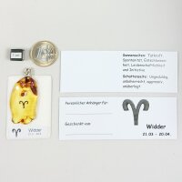 Anhänger Sternzeichen "Widder, freie Form", Bernstein, ES, inkl. "Sack & Pack"