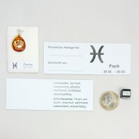 Anhänger Sternzeichen "Fische, Tropfen", Bernstein, ES, inkl. "Sack & Pack"