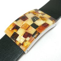 Armband, Bernstein "Mosaik ca. 5 x 3,3 cm" auf Leder