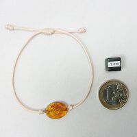 Armband Sternzeichen "Stier", Bernstein poliert, helles Band, ES, inkl. "Sack & Pack"