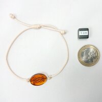 Armband Sternzeichen "Wassermann", Bernstein poliert, helles Band, ES, inkl. "Sack & Pack"