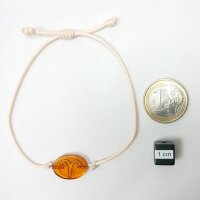Armband Sternzeichen "Widder", Bernstein poliert, helles Band, ES, inkl. "Sack & Pack"