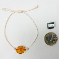 Armband Sternzeichen "Zwilling", Bernstein poliert, helles Band, ES, inkl. "Sack & Pack"