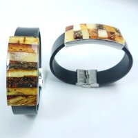 Armband, Bernstein "Mosaik ca. 5 x 2,3 cm" auf Leder