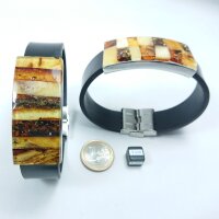 Armband, Bernstein "Mosaik ca. 5 x 2,3 cm" auf Leder
