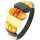 Armband, Bernstein auf schwarzem Leder