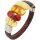 Armband, Bernstein auf braunem Leder