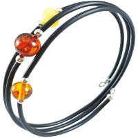 Spiralarmband, 3-reihig, Bernstein