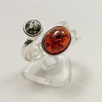 Ring "offen/56", Bernstein "cognac/grün", ES