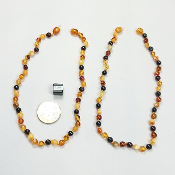 Babybernsteinkette "ca. Kugel", ca. 32-34 cm bunt Drehschließe