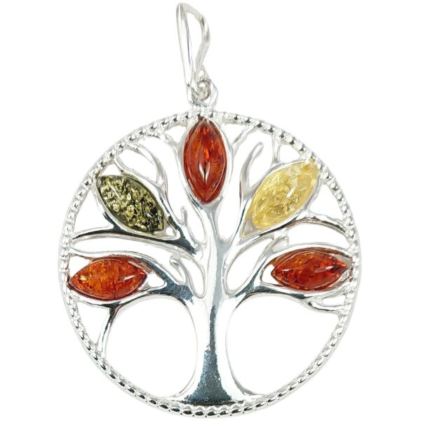 Anhänger "Lebensbaum", ca. 31 mm, Bernstein, ES