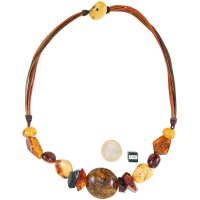 Collier, Bernstein auf Leder