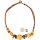 Collier, Bernstein auf Leder
