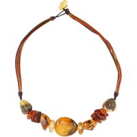 Collier, Bernstein auf Leder