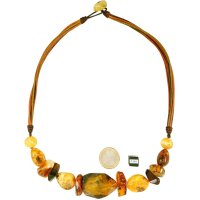 Collier, Bernstein auf Leder