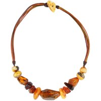 Collier, Bernstein auf Leder