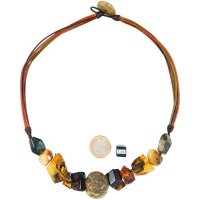 Collier, Bernstein auf Leder