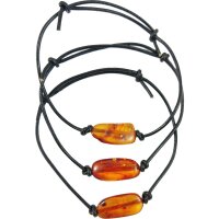 Armband, Bernstein auf Leder