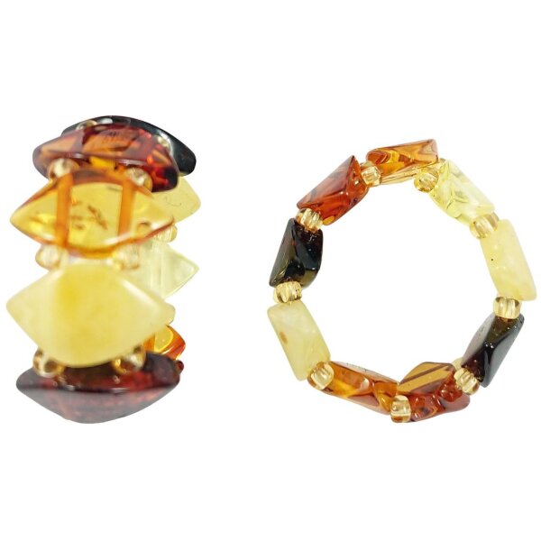 Ring "Navette", Bernstein auf Gummi