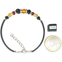 Armband, Bernstein auf Kautschuk, ca. 18,5 + 4 cm