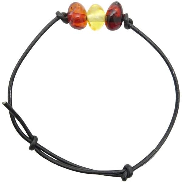 Armband, Bernstein auf Leder