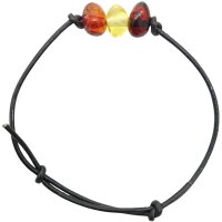 Armband, Bernstein auf Leder