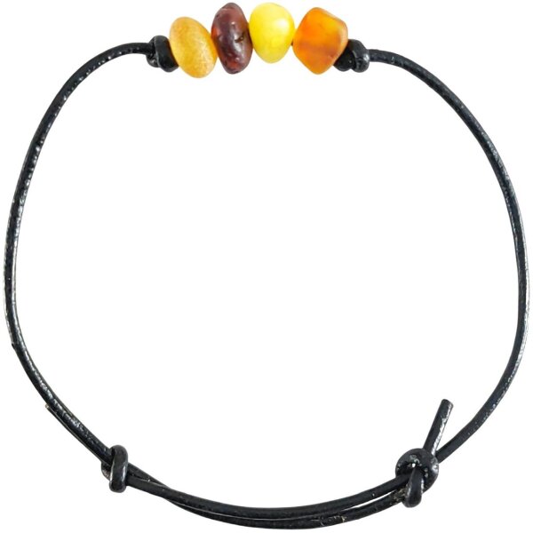 Armband, Bernstein auf Leder