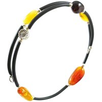 Spiralarmband, Bernstein auf Kautschuk
