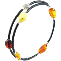 Spiralarmband, Bernstein auf Kautschuk