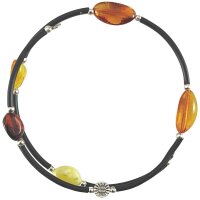 Spiralarmband, Bernstein auf Kautschuk