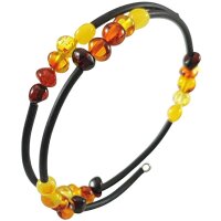 Spiralarmband, Bernstein auf Kautschuk