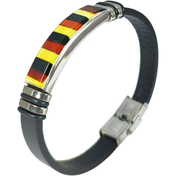 Armband, Bernstein "Mosaik ca. 4,1 x 1,1 cm" auf Leder