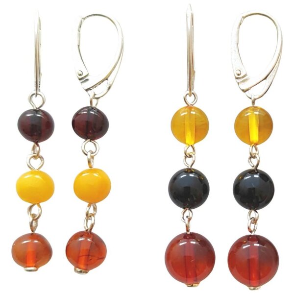 Gehänge "3 barocke Kugeln", Bernstein, ES