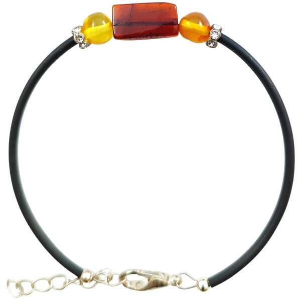 Armband, Bernstein auf Kautschuk