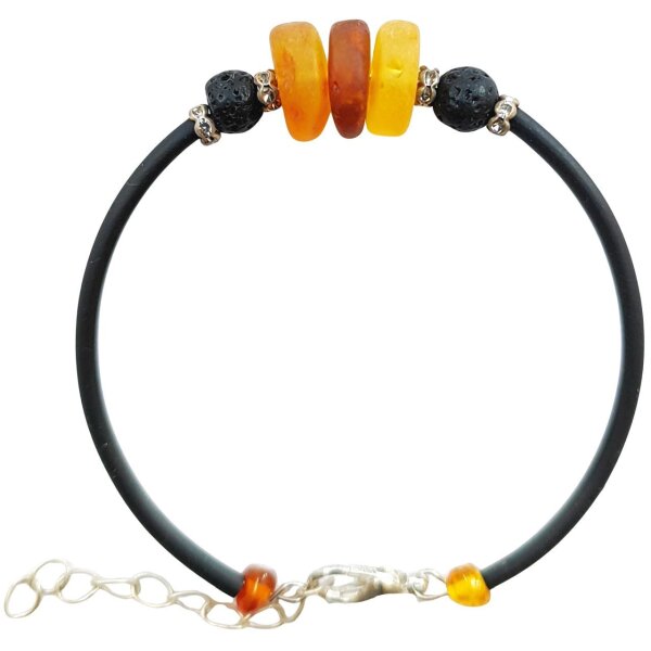 Armband, Bernstein auf Kautschuk
