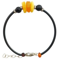 Armband, Bernstein auf Kautschuk