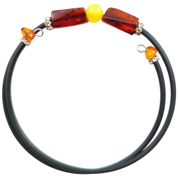 Spiralarmband, Bernstein auf Kautschuk