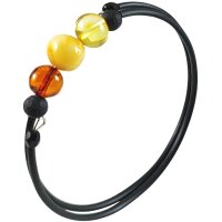 Spiralarmband, Bernstein mit Lava auf Kautschuk