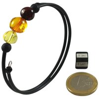 Spiralarmband, Bernstein mit Lava auf Kautschuk