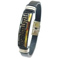Armband, Bernstein "Mosaik" auf Leder