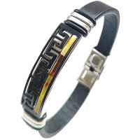 Armband, Bernstein "Mosaik" auf Leder
