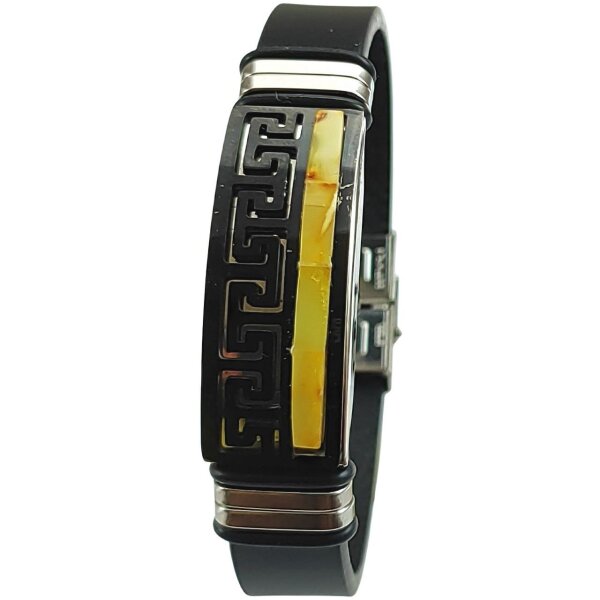 Armband, Bernstein "Mosaik" auf Leder