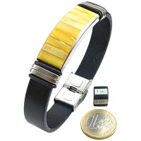 Armband, Bernstein "Mosaik ca. 4,1 x 1,6 cm" auf Leder