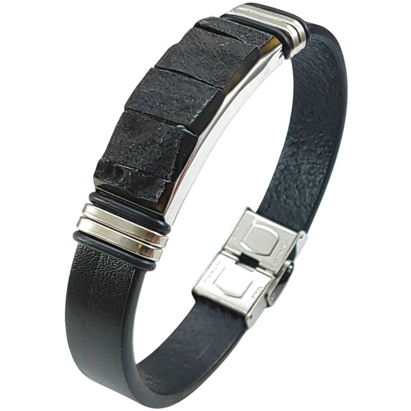 Armband, Bernstein auf Leder